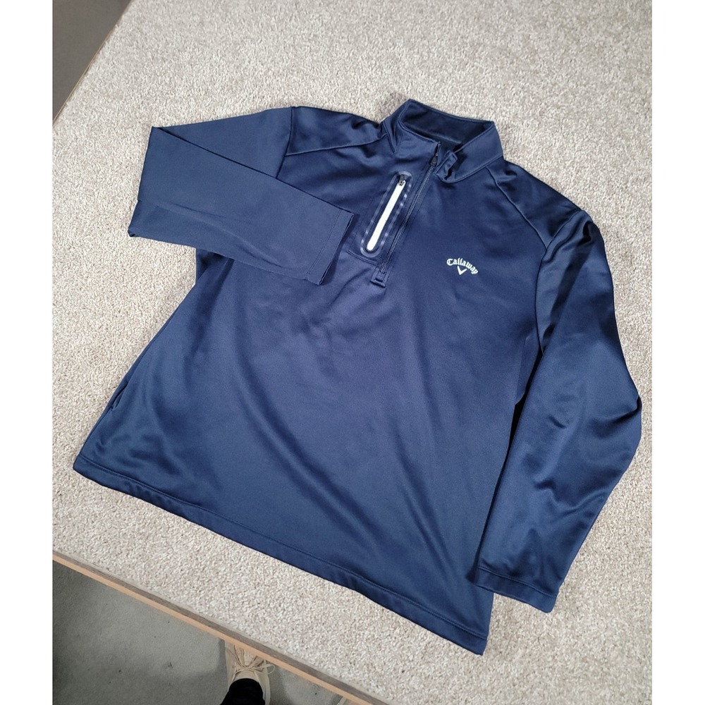 Callaway 1/4 Zip Pullover Sweater Size XL Blue Golf Performance Mock Preppy Mens